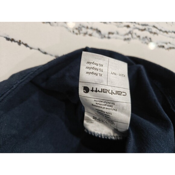 Carhartt Men's Workwear Navy Blue Long-Sleeve Graphic Logo T-Shirt XL Original - Picture 8 of 9